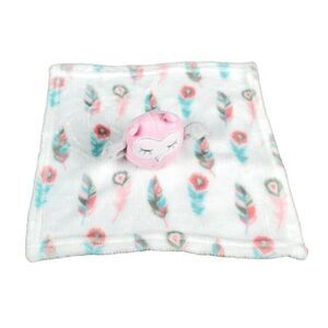 Cribmates Security Blanket Owl w/Feathers Lovey Plush Toy Soft Cuddly Pink White